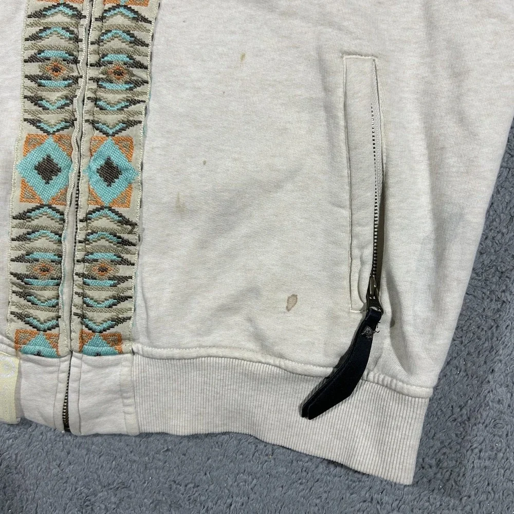 LRG Men's Cream Full Zip Hoodie Aztec Southwestern 90s Vintage Mens Medium #3328
